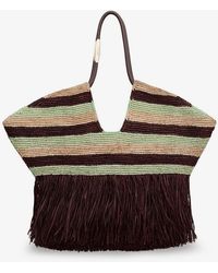 Zimmermann - Golden Time Rafia Shoulder Bag With Fringe - Lyst