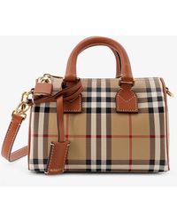 Burberry - Coated Canvas Crossbody Bag With Check Pattern - Lyst