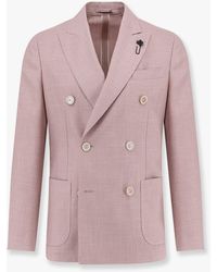 Lardini - Roma Double-Breasted Blazer With Removable Iconic Brooch - Lyst