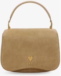 Ami Paris - Suede Crossbody Bag With Metal Logo On The Front - Lyst