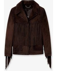 Golden Goose - Linda Journey Waxed Suede Jacket With Fringes - Lyst