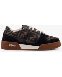 Fendi - Match Suede Sneakers With Jacquard Ff Fabric Inserts - Lyst