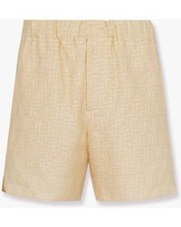 Fendi - Jacquard Linen And Cotton Bermuda Shorts With All-Over Ff Motif - Lyst