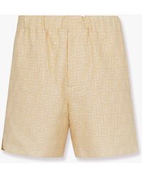 Fendi - Jacquard Linen And Cotton Bermuda Shorts With All-Over Ff Motif - Lyst