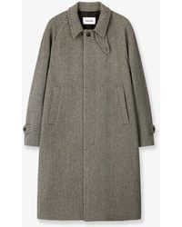 Tonywack - Single-Breasted Wool Coat With A Herringbone Pattern - Lyst