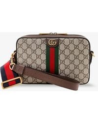 Gucci - Ophidia Gg Supreme Fabric And Leather Crossbody Bag - Lyst