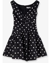 Self-Portrait - Polka-Dots Cotton Mini Dress-Donna - Lyst