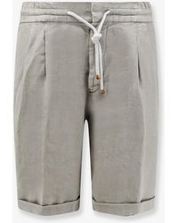 Brunello Cucinelli - Linen Bermuda Shorts With Drawstring - Lyst