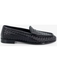 Bottega Veneta - Silenzio Leather Loafers With Intrecciato Motif - Lyst