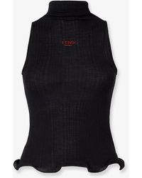 Fendi - Ribbed Virgin Wool Top - Lyst