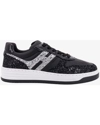Hogan - Leather Sneakers With Glitter Detail - Lyst