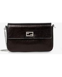 Fendi - Crackled Leather Wallet On Chain Tube Crossbody Bag - Lyst