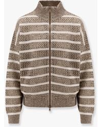 Brunello Cucinelli - Dazzling Striped Net Cardigan - Lyst