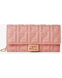 Fendi - Continental With Chain Baguette Leather Crossbody Bag - Lyst