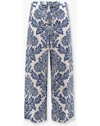 Max Mara - Merano Cotton Trouser With Floral Print - Lyst