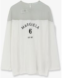 MM6 by Maison Margiela - Cotton T-Shirt With Voile Insert - Lyst
