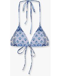 Mc2 Saint Barth - Leah Nylon Bikini Top With Radical Patch Print - Lyst