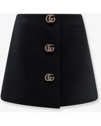 Gucci - Wool Crepe Skirt With Double G Button - Lyst