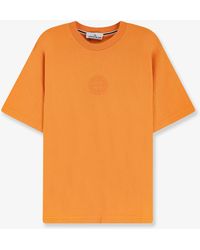 Stone Island - Cotton T-Shirt With Tone-On-Tone Logo Print On The Front - Lyst