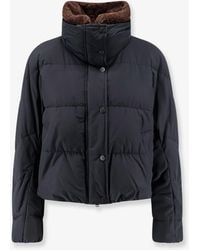 Brunello Cucinelli - Down Jacket With Shearling Collar - Lyst