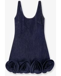 Self-Portrait - Denim Mini Dress With 3D Flowers - Lyst