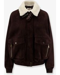 Semicouture - Suede Jacket With Fur Collar - Lyst