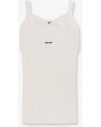 Miu Miu - Perforated Cotton Tank Top - Lyst