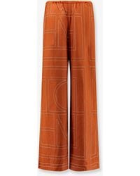 TOTEME - Silk Trousers With Monogram Logo Embroidery - Lyst