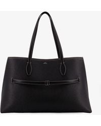 TOTEME - Leather Shoulder Bag With Lettering Logo On The Front - Lyst