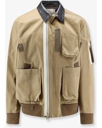 Sacai - Cotton Chino Jacket With Faux Leather Collar - Lyst