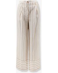 Semicouture - Striped Linen Trousers - Lyst