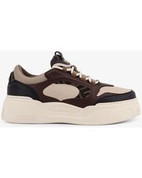Fendi - Force Leather Sneakers With Ff Jacquard Fabric Inserts - Lyst