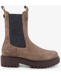 Brunello Cucinelli - Suede Boots With Precious Loop Detail - Lyst