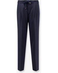 Brunello Cucinelli - Virgin Wool Trousers With Adjustable Drawstring - Lyst