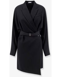 Brunello Cucinelli - Chemisier Dress With Tuxedo-Style Band - Lyst