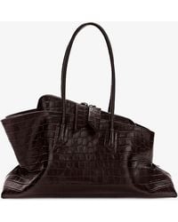 The Attico - La Passeggiata Medium Leather Shoulder Bag With Croco Effect - Lyst