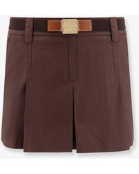 Miu Miu - Gonna Panama Mini A Pieghe Con Cintura - Lyst