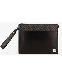 Fendi - Squared Ff Leather Clutch - Lyst
