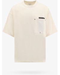 Bottega Veneta - Cotton T-Shirt With Leather Detail - Lyst