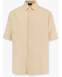 Fendi - Jacquard Linen And Cotton Shirt With All-Over Ff Embroidery - Lyst