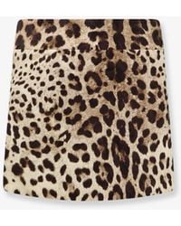Dolce & Gabbana - Dolce & Gabbana Cotton, Silk And Viscose Mini Skirt With Animal Motif - Lyst