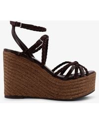 Jimmy Choo - Nyra Leather And Raffia Sandals - Lyst
