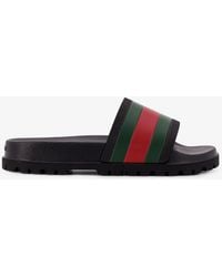 Gucci - Rubber Slide With Web Detail - Lyst