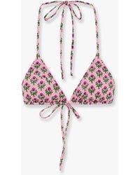 Mc2 Saint Barth - Leah Nylon Bikini Top With Radical Flowers Print - Lyst