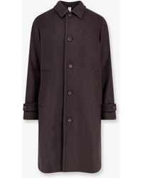 Hevò - Loconia Wool Blend Coat With Herringbone Pattern - Lyst