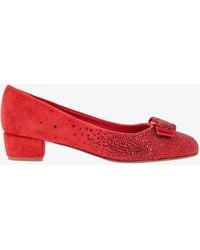 Ferragamo - Rounded Toe Leather Pumps - Lyst