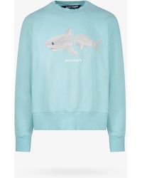 Palm Angels - Light Blue Broken Shark Sweatshirt - Lyst