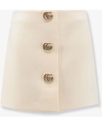 Gucci - Wool Crêpe Skirt With Double G Button - Lyst