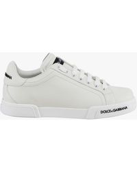 Dolce & Gabbana Portofino Leather Sneakers - White