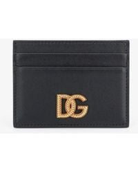 Dolce & Gabbana - Leather Card Holder With Metal Dg Logo - Lyst